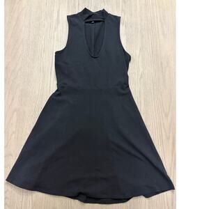 Express  Black Mock Neck Cut Out Sleeveless Fit & Flare Dress, Medium